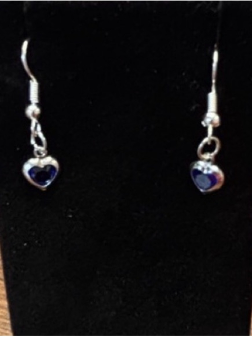 Pretty Silver tone and Blue Heart Earrings petite with titanic vibes summer